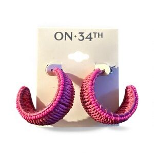NWT! On 34th Pink Woven Hoop Earrings